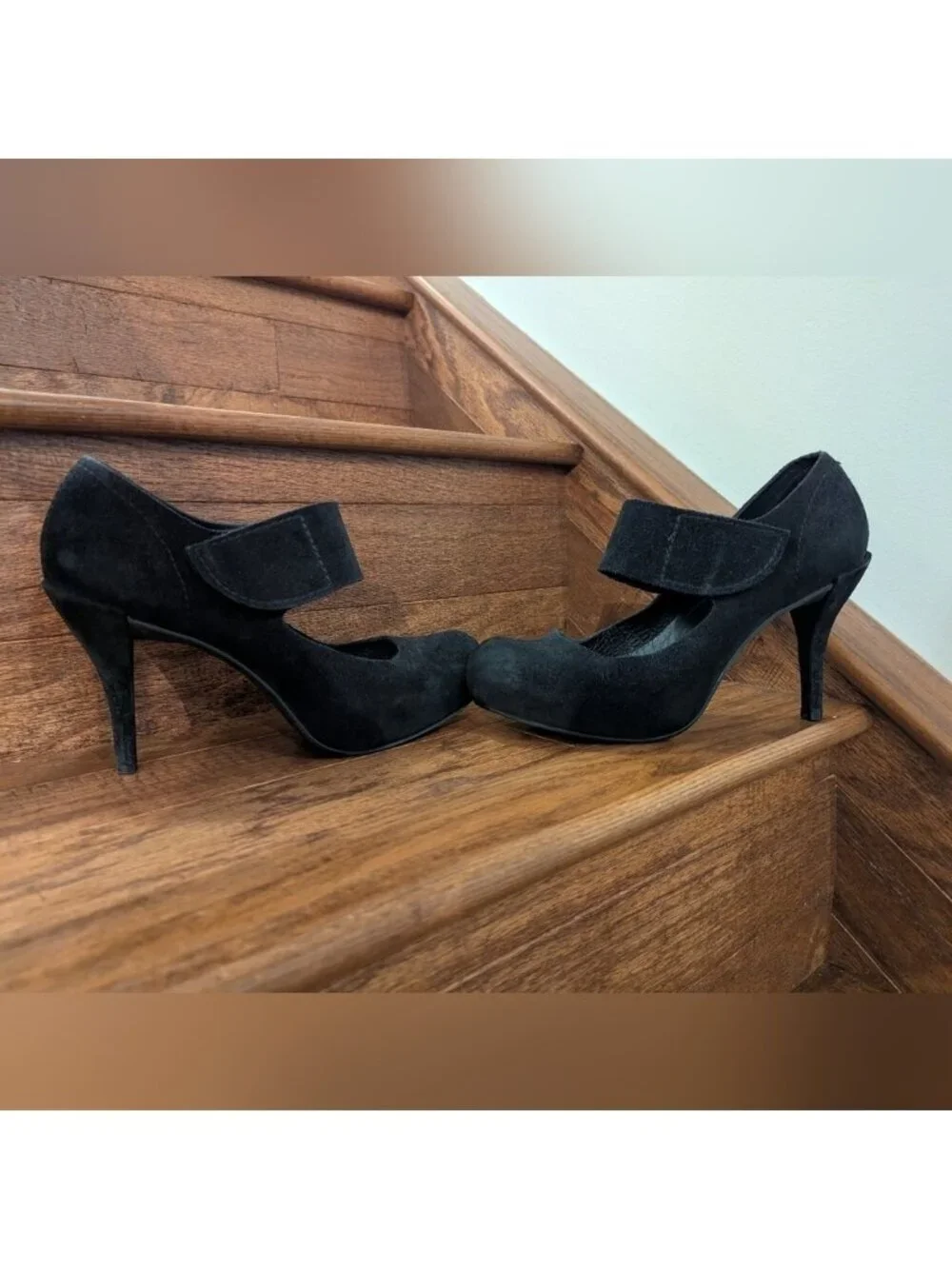 Pedro Garcia Mary Jane Black Suede Heels Eu Size 40 Approx 9-9.5 US